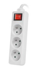 Разклонител Lanberg power strip 3m, 3 sockets, french with circuit breaker quality-grade copper cable, white