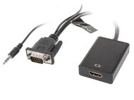 Адаптер Lanberg adapter VGA (f) + audio 3.5mm jack -> HDMI (m)