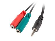 Кабел Lanberg mini jack 3.5mm (M) 4pin -> 2X mini jack 3.5mm (F) 3pin ADAPTER ON cable 20cm, black