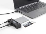 Станция Delock USB-C, 1 x M.2 NVMe SSD + 1 x SATA SSD / HDD, Клониране