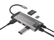 Докинг станция Natec Fowler Plus Multiport Adapter 8 in 1, USB 3.0 HUB, HDMI 4K, USB-C PD, RJ45, SD, Micro