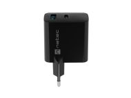 Адаптер Natec USB Charger  Ribera Gan 1X USB-A + 1X USB-C 45W, Black