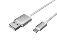 Кабел Natec USB-C(M) -> USB-A (M) 2.0 cable 1m. Silver nylon