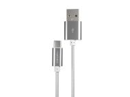 Кабел Natec USB-C(M) -> USB-A (M) 2.0 cable 1m. Silver nylon