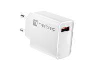 Адаптер Natec USB Charger Ribera 1X USB-A 18W, White