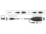Удължителен кабел DeLock, Активен, USB-A мъжко - USB-A женско, USB 3.0, 10 м