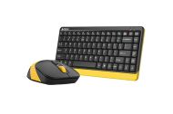 Комплект клавиатура и мишка A4TECH Fstyler FG1110, Безжичен, Черен/Жълт