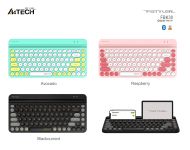 Безжична клавиатура A4tech Fstyler FBK30, Bluetooth, 2.4G, Стойка за телефон, Кирилизирана, Розова