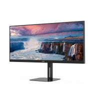 Монитор AOC U34V5C/BK, 34" VA WLED, 3440x1440@100Hz, 4ms GtG, 1ms MPRT, 300cd m/2, 4000:1, 20M:1 DCR, Adaptive Sync, FlickerFree, Low Blue Light, 5Wx2, Tilt, Height Adjust, Swivel, HDMI, DP, USB hub