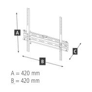 Метална поставка / стойка/ TV, FIX, черна, 165см, 65",  1 звезда,400x400