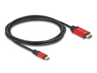 Кабел Delock, USB-C мъжко - HDMI мъжко, 8K, 60 Hz с HDR, 2 m, Червен
