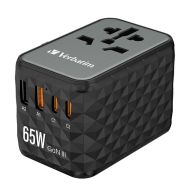 USB-A/Cx4 Charger, 65W PD3/QC4,Verbatim UTA-05 GaN