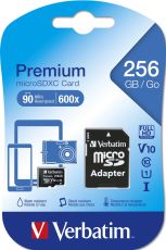 Памет Verbatim Premium micro SDXC 256GB Class 10 U1 (Incl. Adaptor)