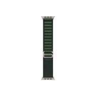 Каишка за часовник Apple Watch 49mm Loop: Dark Green Alpine Loop - Medium - Natural Titanium Finish