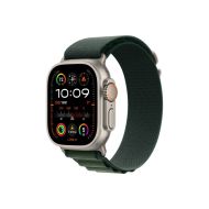 Каишка за часовник Apple Watch 49mm Loop: Dark Green Alpine Loop - Medium - Natural Titanium Finish
