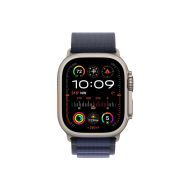 Каишка за часовник Apple Watch 49mm Loop: Navy Alpine Loop - Small - Natural Titanium Finish