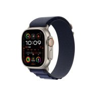 Каишка за часовник Apple Watch 49mm Loop: Navy Alpine Loop - Medium - Natural Titanium Finish