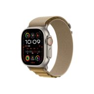 Каишка за часовник Apple Watch 49mm Loop: Tan Alpine Loop - Large - Natural Titanium Finish
