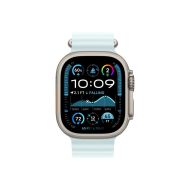 Каишка за часовник Apple Watch 49mm Band: Ice Blue Ocean Band Extension - Natural Titanium Finish