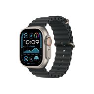 Каишка за часовник Apple Watch 49mm Band: Black Ocean Band - Natural Titanium Finish