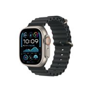 Каишка за часовник Apple Watch 49mm Band: Black Ocean Band Extension - Natural Titanium Finish