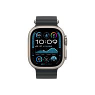 Каишка за часовник Apple Watch 49mm Band: Black Ocean Band Extension - Natural Titanium Finish