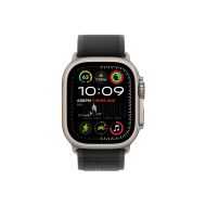Каишка за часовник Apple Watch 49mm Loop: Black Trail Loop - S/M - Natural Titanium Finish