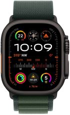 Каишка за часовник Apple Watch 49mm Loop: Dark Green Alpine Loop - Small - Black Titanium Finish