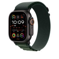 Каишка за часовник Apple Watch 49mm Loop: Dark Green Alpine Loop - Medium - Black Titanium Finish