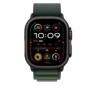 Каишка за часовник Apple Watch 49mm Loop: Dark Green Alpine Loop - Large - Black Titanium Finish