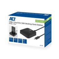 Двойна SSD докинг станция, ACT M.2 NVMe/PCIe  за клониране, USB-C 3.2 Gen2, 10 Gbps