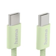 HAMA Кабел за зареждане "Fabric", USB-C - USB-C, 1 m, Nylon, зелен