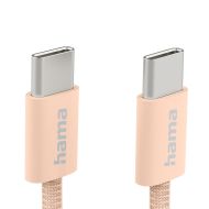 HAMA Кабел за зареждане "Fabric", USB-C - USB-C, 1 m, Nylon, оранжев