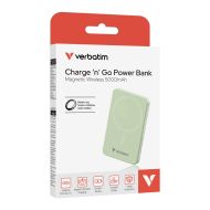 Външна батерия Verbatim Charge 'n' Go Essentials Power Bank Magnetic Wireless 5000mAh Green
