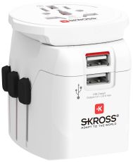 Адаптер SKROSS PRO Light, 2 x USB-A, World, Бял