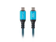 Кабел Lanberg USB-C M/M 4.0 cable 1m 240w 8k 60hz black-blue