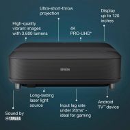 Мултимедиен проектор Epson EH-LS650B, 4K PRO-UHD, Laser,3600 ANSI lumens, 2.500.000 : 1, HDMI, USB, WLAN , Android TV, Chromecast,60 months, Lamp: 12 months, Black