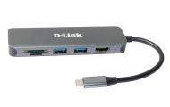 USB хъб D-Link 6-in-1 USB-C Hub with HDMI/Card Reader/Power Delivery