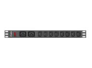Разклонител Lanberg power distribution unit (pdu) 19" 1U 16a 2m 2x c19 8x iec c13 sockets black c20