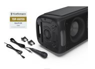 Тонколони Sharp Speakers PS-949, XPARTY STREET BEAT  2 x 8" woofers + horn tweeter, max power output 132 W, 12 h play time by built in battery, True wireless Stereo, USB Music playback and charging, DJ FX, BT 5.0, 2 x Mic/Guitar inputs, Splashproof (IPX4)