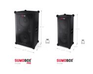 Тонколони Sharp Speakers CP-LS100, SUMOBOX HIGH PERFORMANCE PORTABLE SPEAKER  120W RMS / 105dB via 2 x 8" woofers + 2 x 2" tweeters, 10 h play time by built in battery, Duo-mode/True Wireless Stereo (TWS), USB x2 (charging only), BT 5.0, 3.5mm Aux-in / li