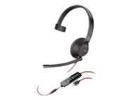 HP Poly Blackwire 5210 Monaural USB-C Headset +3.5mm Plug +USB-C/A Adapter Bulk