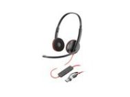 HP Poly Blackwire 3220 Stereo USB-C Headset +USB-C/A Adapter