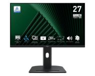 Монитор MSI PRO MP275PG, 27", 1ms, 100Hz, IPS, 1920x1080 (FHD), 16:9, FLAT, Adaptive-Sync, MSI Power Link, EyesErgo, 78% SRGB, AG, 300 nits, 1000:1, DP (1.2a), HDMI 1.4b, VGA, Line-in, Speakers 2x2W, Pivot, Heigh Adj. 130 mm, VESA, Black, 6.03kg