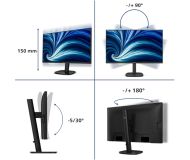 Монитор Philips 27B2U3601, 27" IPS WLED, 2560x1440@120Hz, 4ms GtG, 350cd m/2, 1500:1, 50M:1 DCR, Adaptive Sync, FlickerFree, SoftBlue, 2Wx2, Tilt, Height Adjust, Pivot, Swivel, HDMI, DP, RJ45, USB hub
