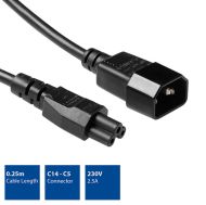 Power cable C14 to C15 extension, 0.25m,ACT AK5252