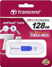 Памет Transcend 128GB JETFLASH 790, USB 3.1, white