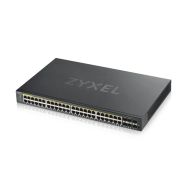 Комутатор ZyXEL GS1920-48HPv2, 50 Port Smart Managed PoE Switch 44x Gigabit Copper PoE and 4x Gigabit dual pers., hybrid mode, standalone or NebulaFlex Cloud, 375 Watt PoE