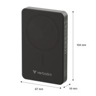 Външна батерия Verbatim Charge 'n' Go Essentials Power Bank Magnetic Wireless 10000mAh Black
