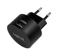 USB Charger 2x, 2.1A, Fast Charge, Logilink PA0218
